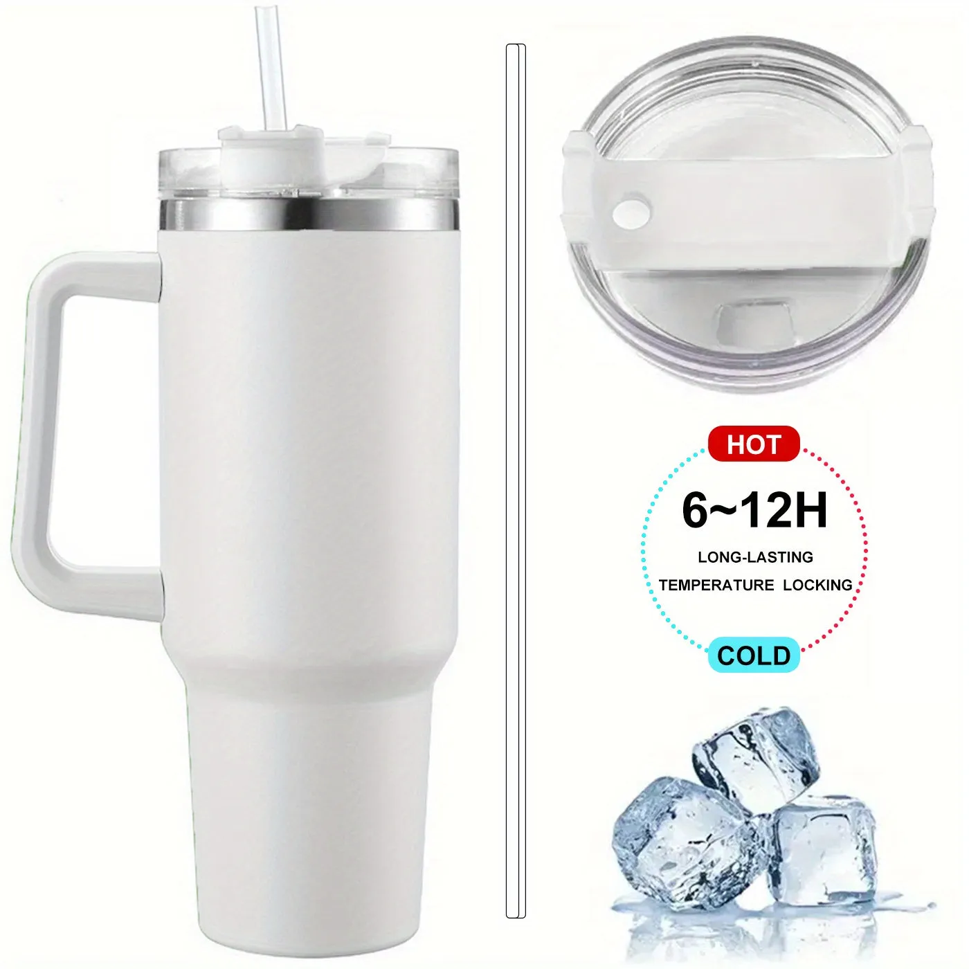 1pc 40oz Stainless Steel Vacuum Flask with Handle and Lid - Portable Thermal Bottle for Coffee, Tea, and Water - Leakproof Insulated Cup for Outdoor Camping, Hiking, and Driving - Heat and Cold Retention - Thermocoolers - Drinkware