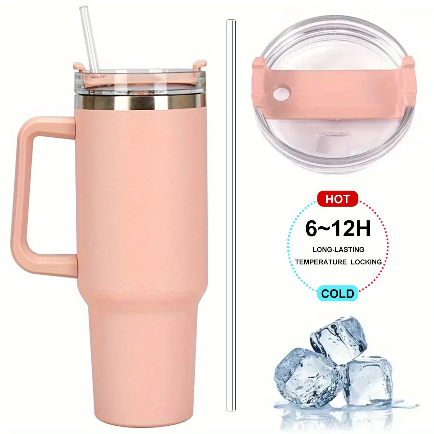1pc 40oz Stainless Steel Vacuum Flask with Handle and Lid - Portable Thermal Bottle for Coffee, Tea, and Water - Leakproof Insulated Cup for Outdoor Camping, Hiking, and Driving - Heat and Cold Retention - Thermocoolers - Drinkware