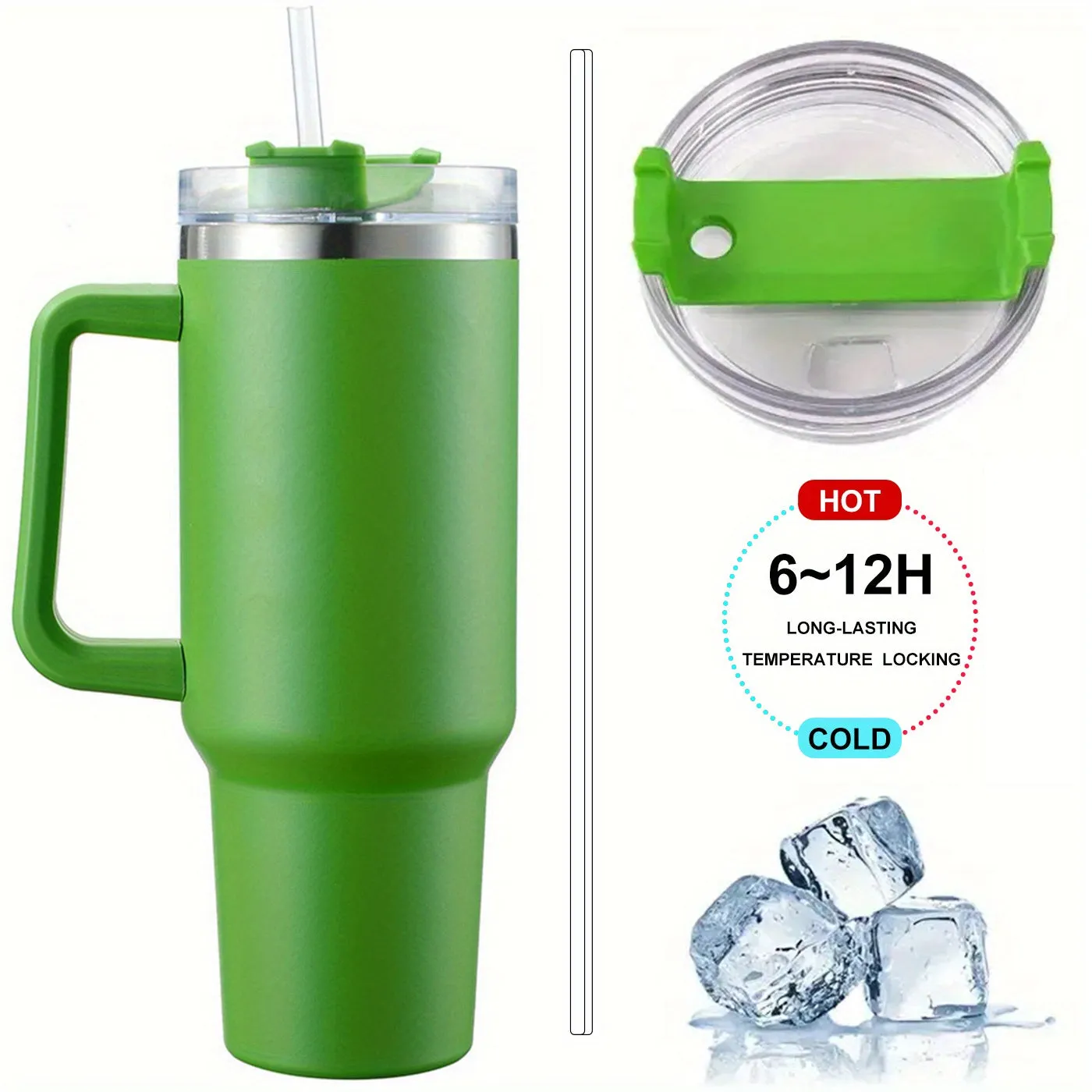 1pc 40oz Stainless Steel Vacuum Flask with Handle and Lid - Portable Thermal Bottle for Coffee, Tea, and Water - Leakproof Insulated Cup for Outdoor Camping, Hiking, and Driving - Heat and Cold Retention - Thermocoolers - Drinkware