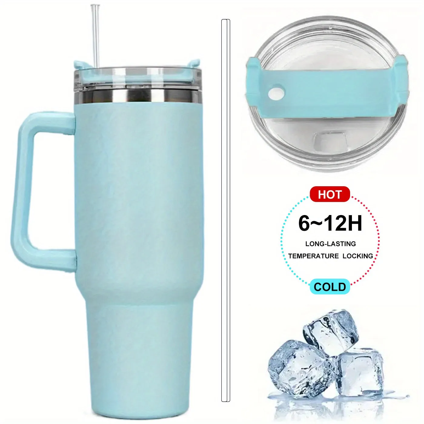 1pc 40oz Stainless Steel Vacuum Flask with Handle and Lid - Portable Thermal Bottle for Coffee, Tea, and Water - Leakproof Insulated Cup for Outdoor Camping, Hiking, and Driving - Heat and Cold Retention - Thermocoolers - Drinkware