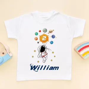2nd Birthday Astronaut Solar System Personalised T Shirt