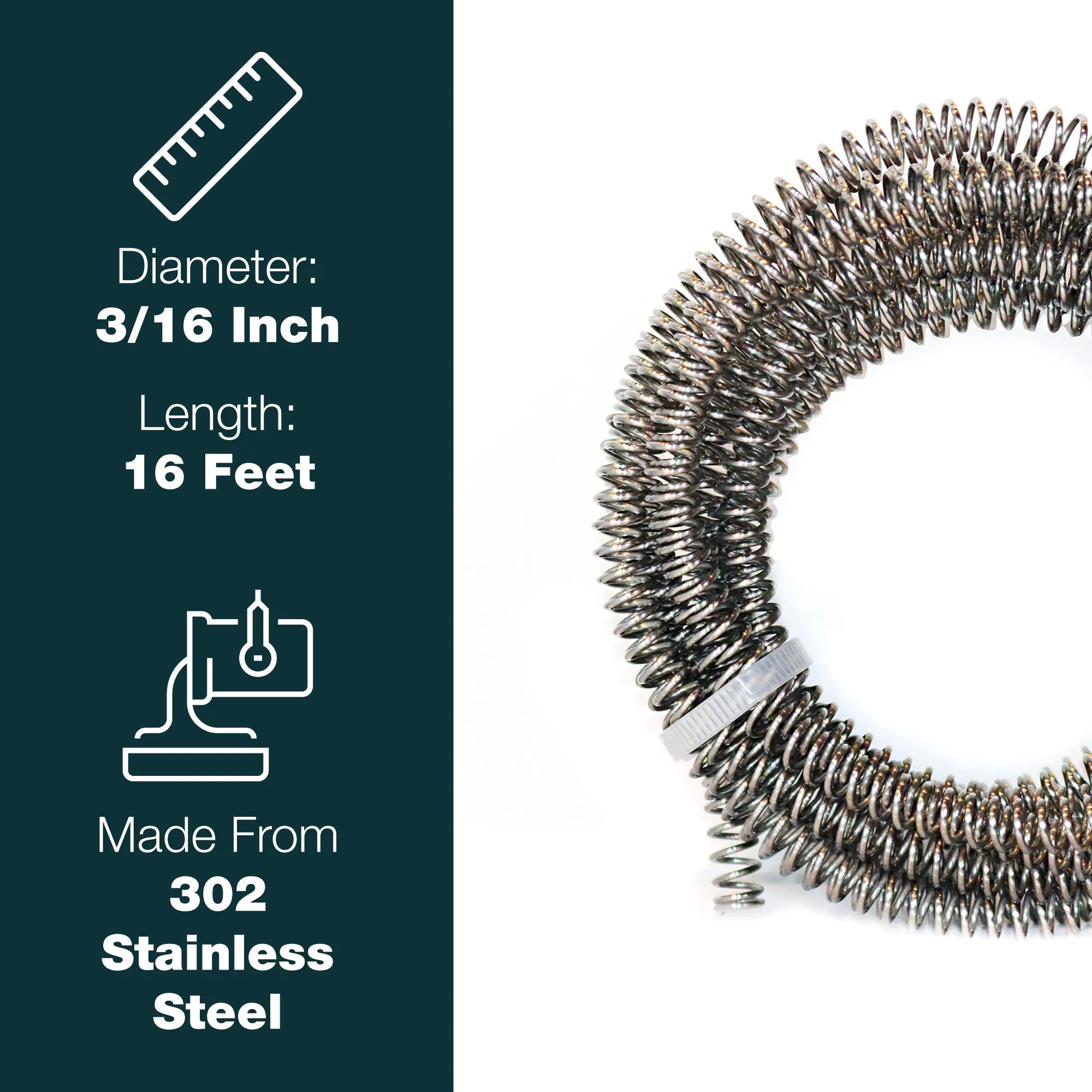 3/16" x 16' Stainless Steel Spring Gravel and Rock Guard
