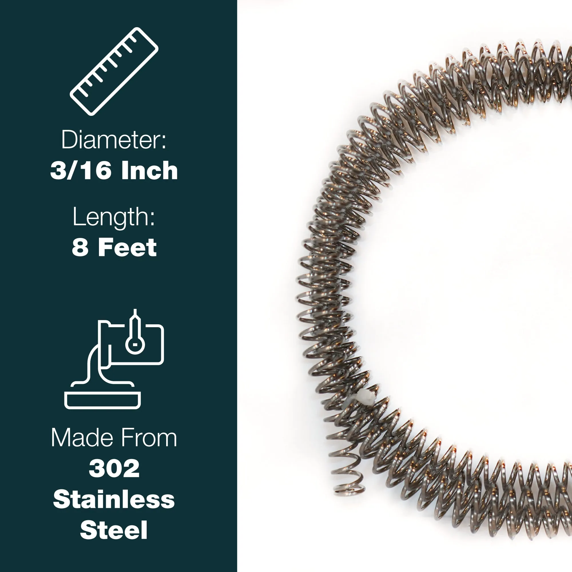 3/16" x 8' Stainless Steel Spring Gravel and Rock Guard