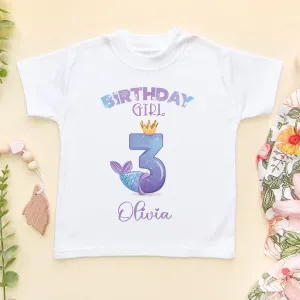 3rd Birthday Cute Mermaid Personalised T Shirt