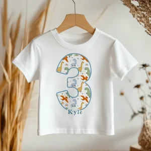 3rd Birthday Dinosaur Pattern Personalised Toddler & Kids T Shirt