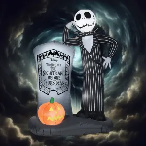 6' Airblown Jack Skellington With Tombstone Medium