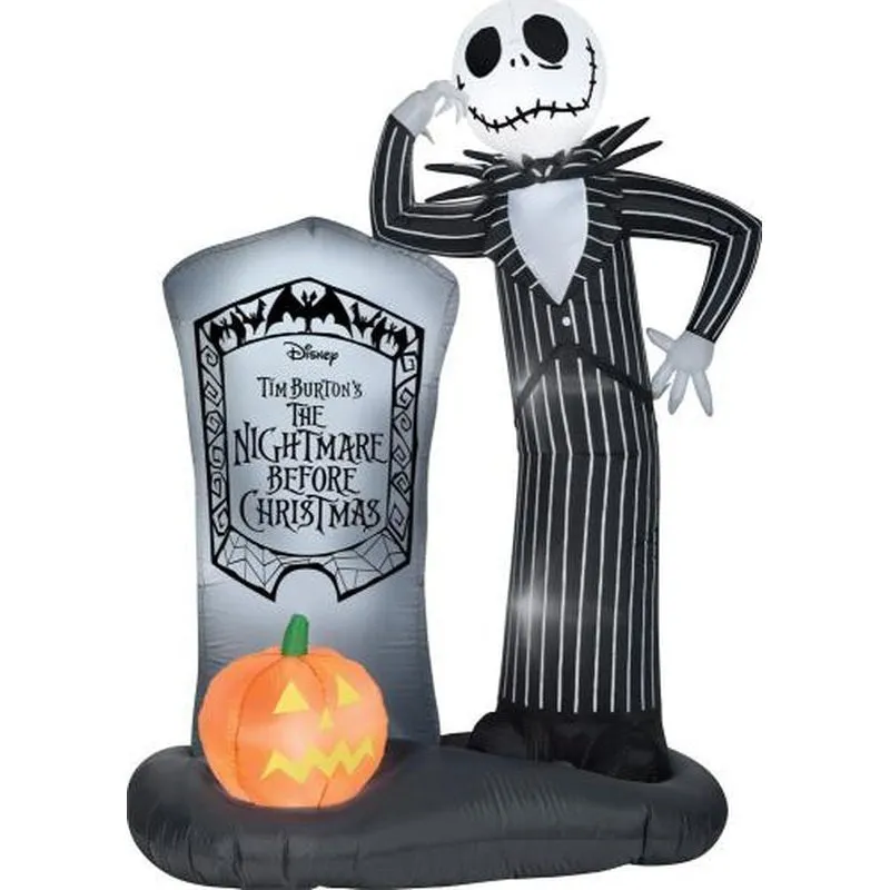 6' Airblown Jack Skellington With Tombstone Medium