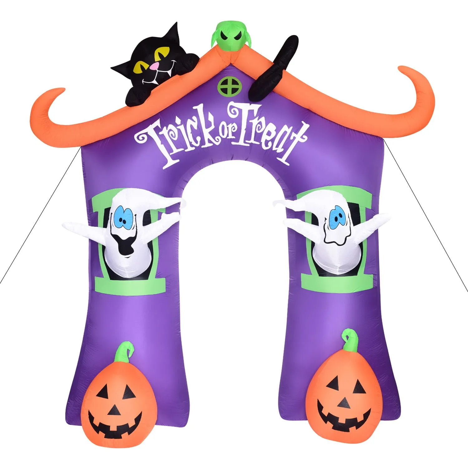 9-Ft. Inflatable Pre-Lit Trick or Treat Walkway Arch with Black Cat, JackLantern
