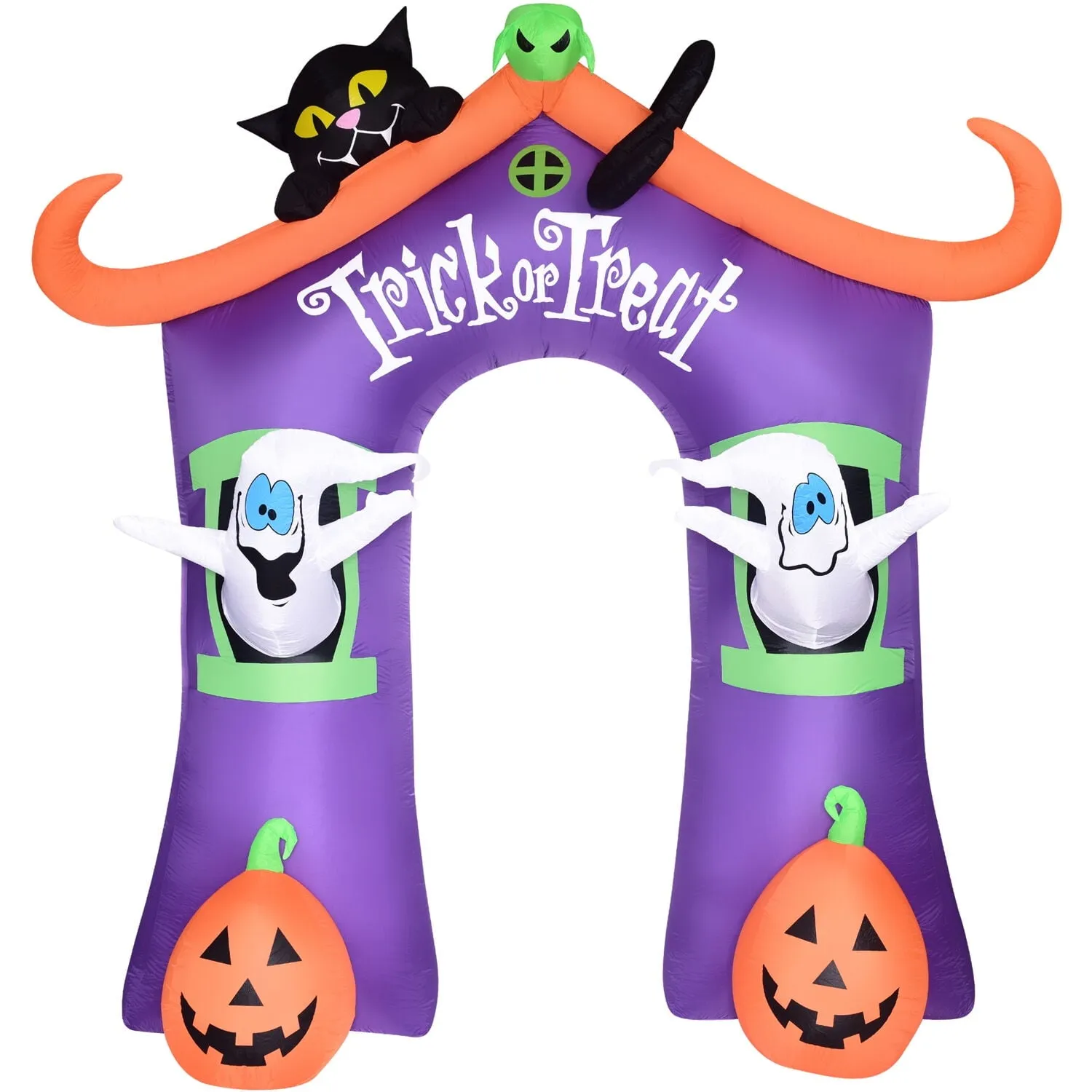 9-Ft. Inflatable Pre-Lit Trick or Treat Walkway Arch with Black Cat, JackLantern