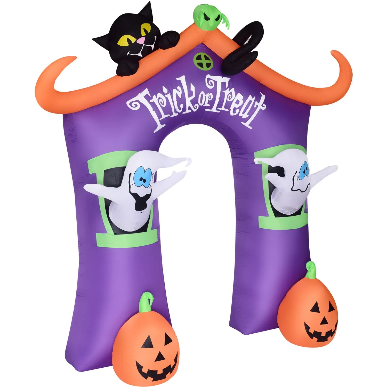 9-Ft. Inflatable Pre-Lit Trick or Treat Walkway Arch with Black Cat, JackLantern