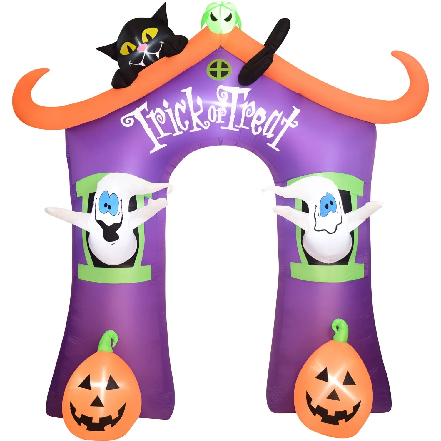 9-Ft. Inflatable Pre-Lit Trick or Treat Walkway Arch with Black Cat, JackLantern