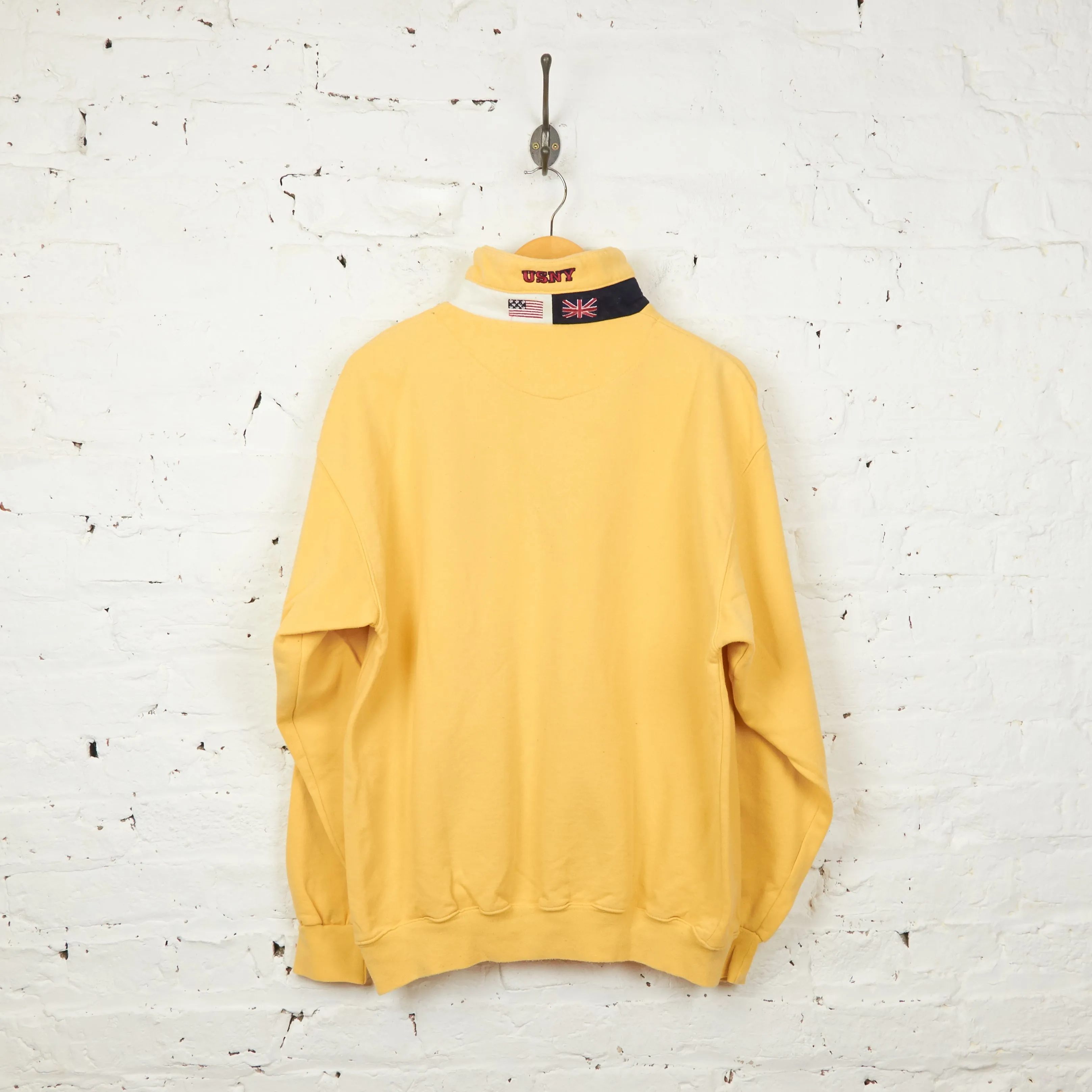 90s 1/4 Zip Sweatshirt - Yellow - M