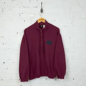 90s Nike Sports & Fitness 1/4 Zip Sweatshirt - Maroon - L
