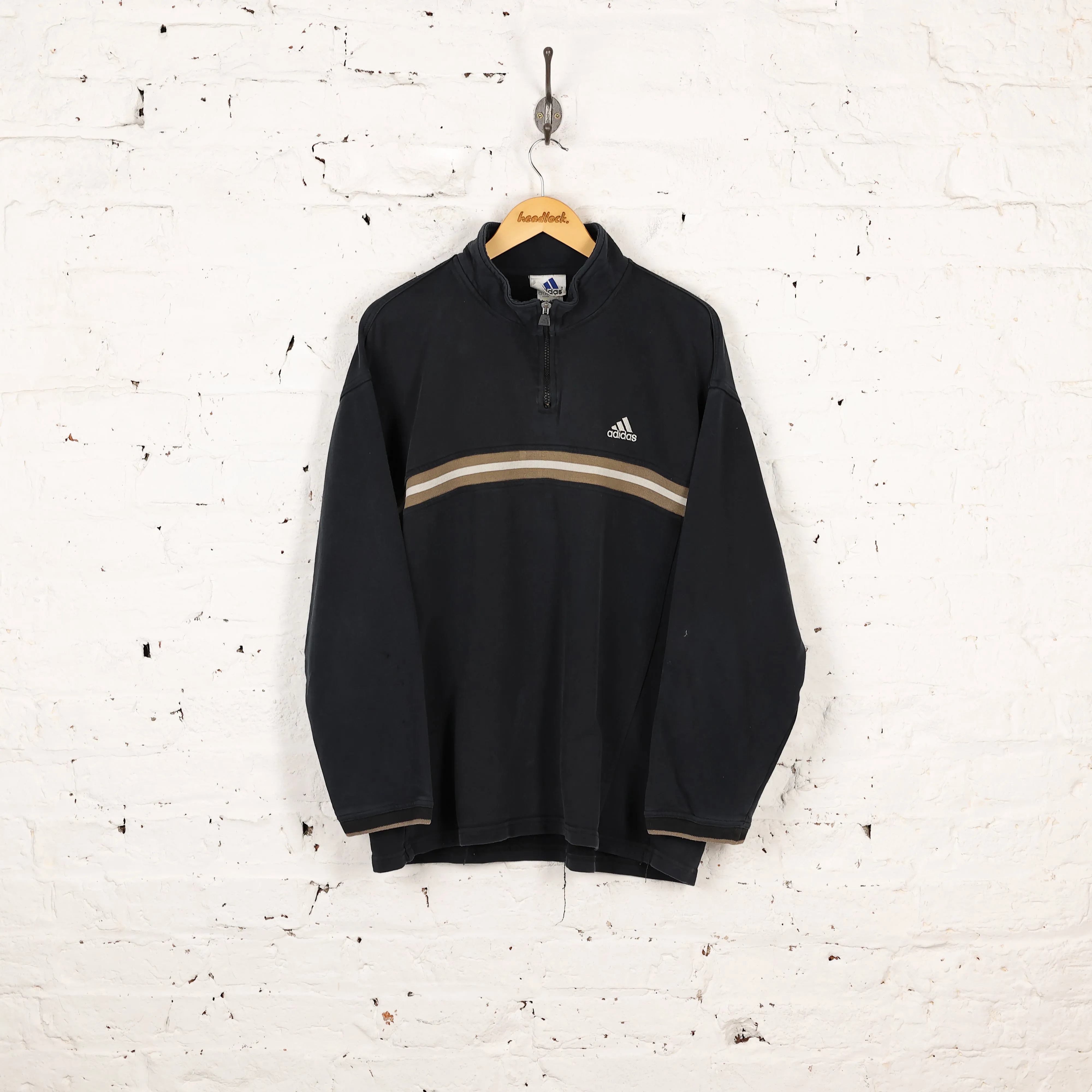 Adidas 90s 1/4 Zip Sweatshirt - Black - L