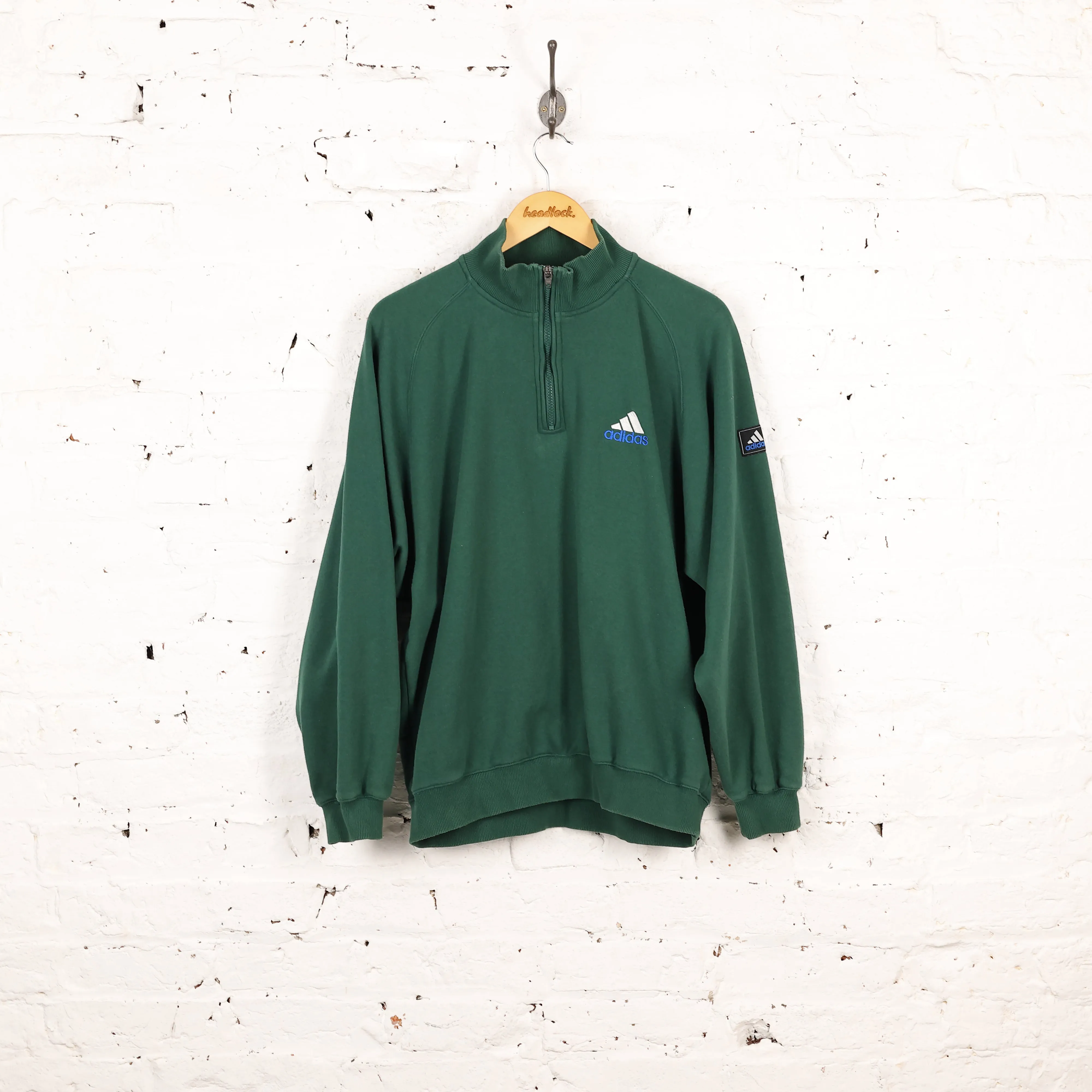 Adidas 90s 1/4 Zip Sweatshirt - Green - M