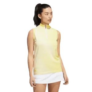 Adidas Ladies Primeknit Sleeveless Golf Polo Shirt - Yellow