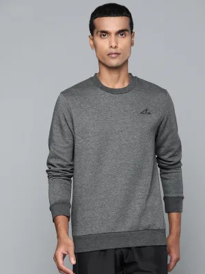 Alcis Men Charcoal Grey Solid Cotton Sweatshirt