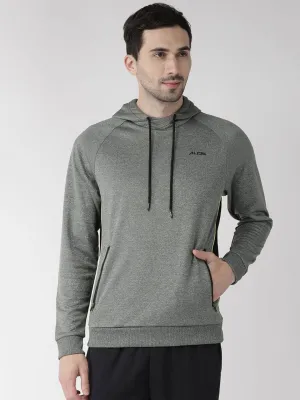 Alcis Men Charcoal Grey Solid Hooded Sweatshirt