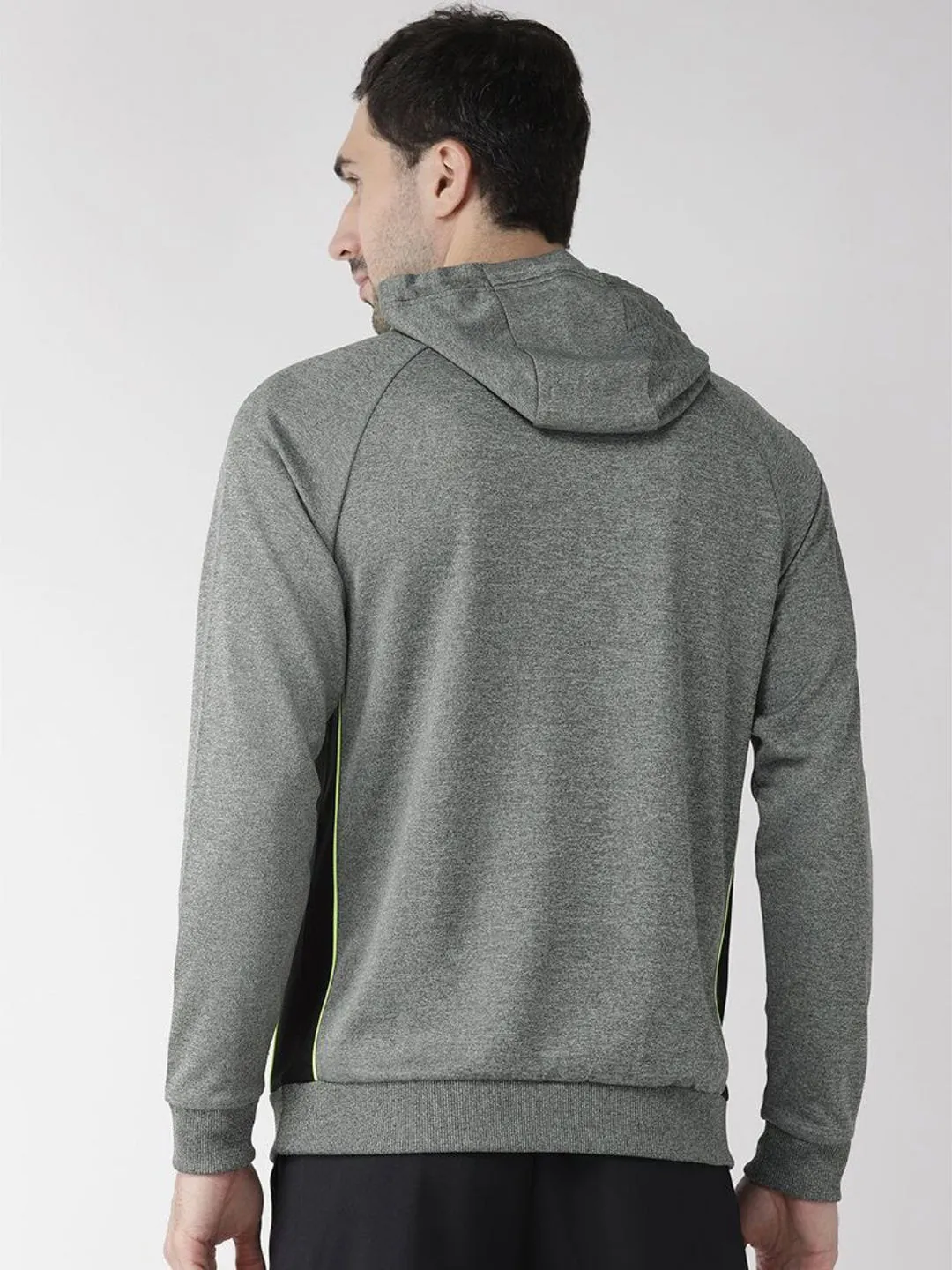Alcis Men Charcoal Grey Solid Hooded Sweatshirt
