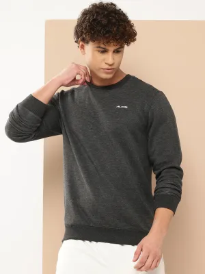 Alcis Men Grey Melange Solid Cotton Sweatshirt