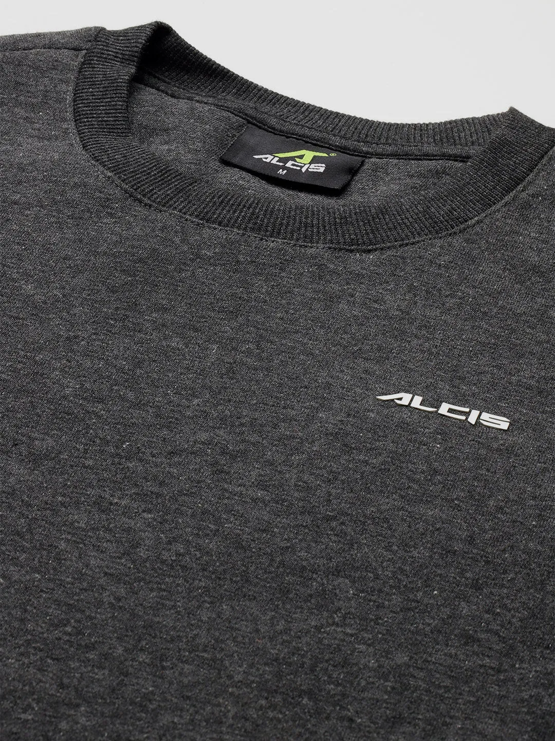 Alcis Men Grey Melange Solid Cotton Sweatshirt