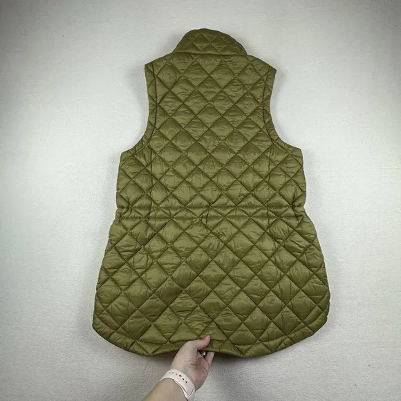 Athleta Jacket Womens Size Medium Green WHISPER FEATHERLESS Vest Puffer Full Zip