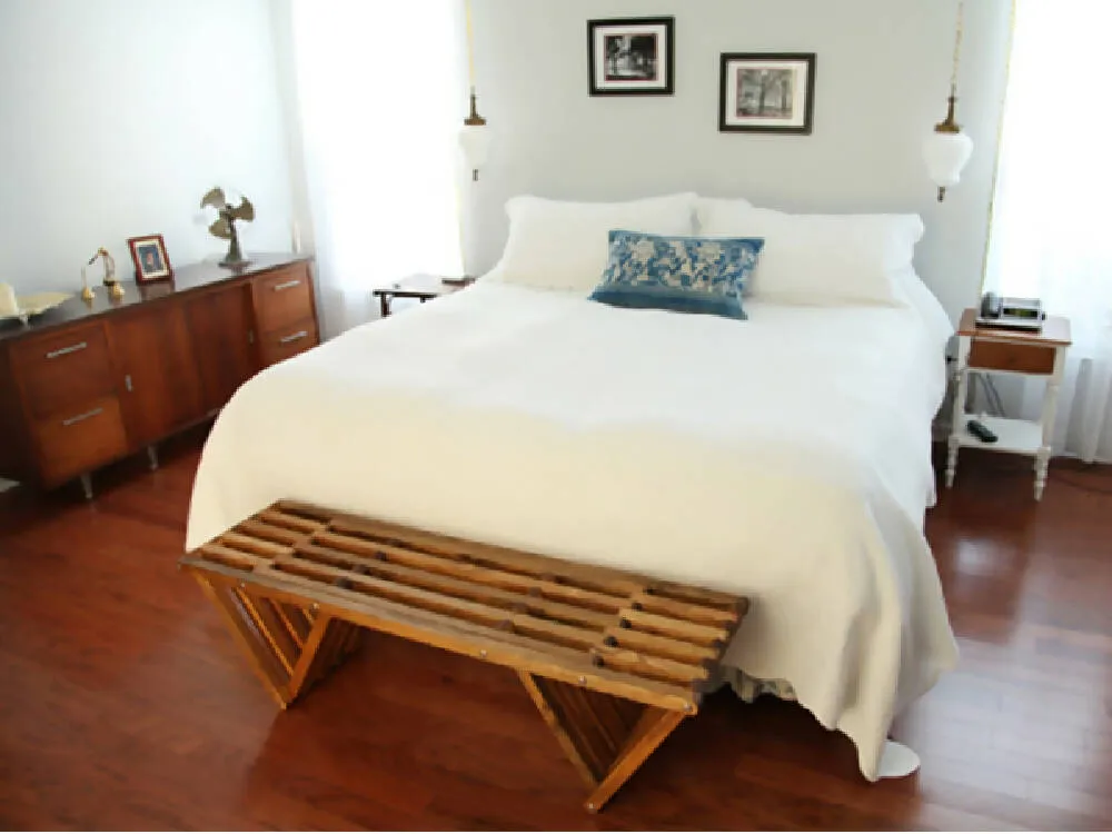 Backless Wood Bench X60 L 54 x W 15 x H 17 inches