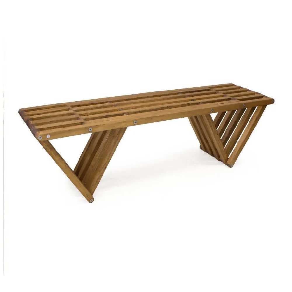 Backless Wood Bench X60 L 54 x W 15 x H 17 inches