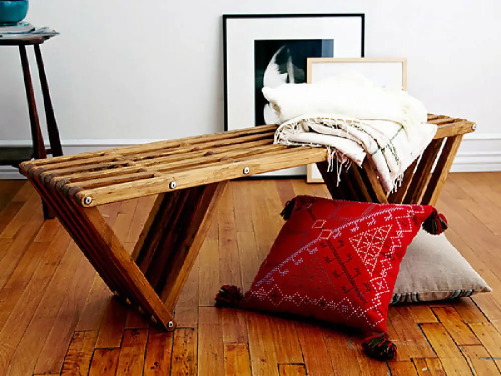 Backless Wood Bench X60 L 54 x W 15 x H 17 inches