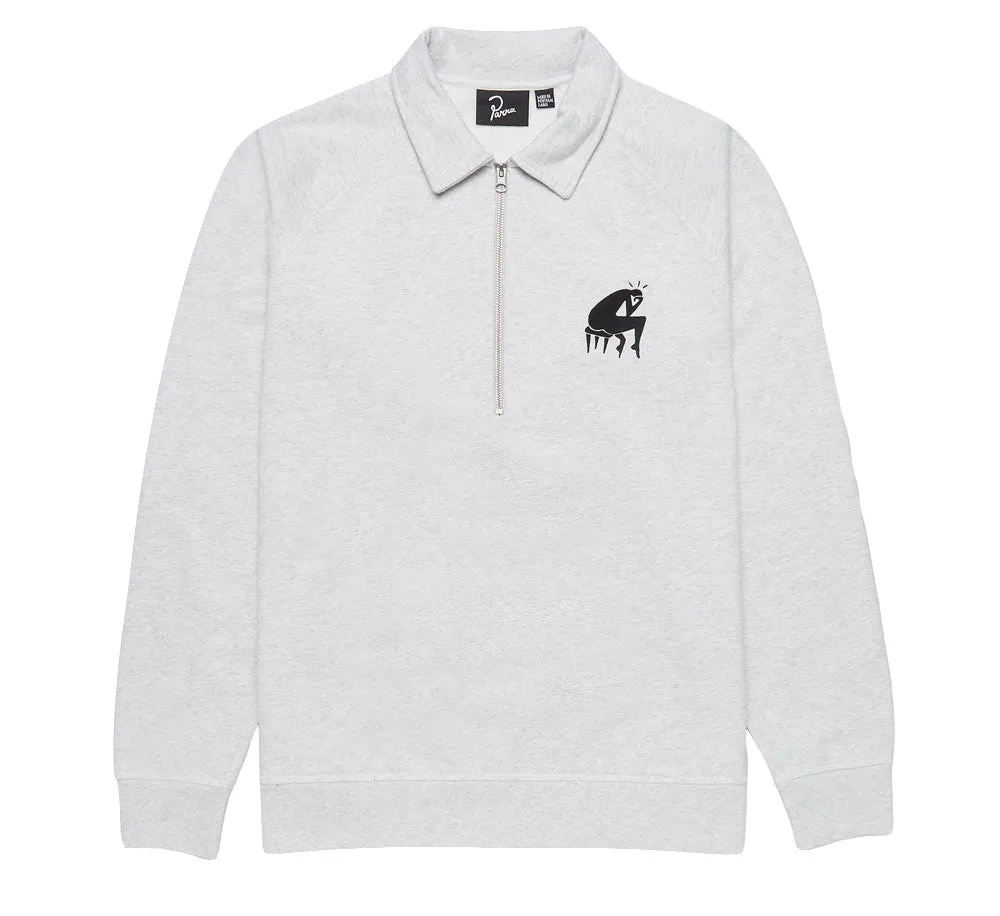 BACKWARDS HALF ZIP POLO SWEATSHIRT