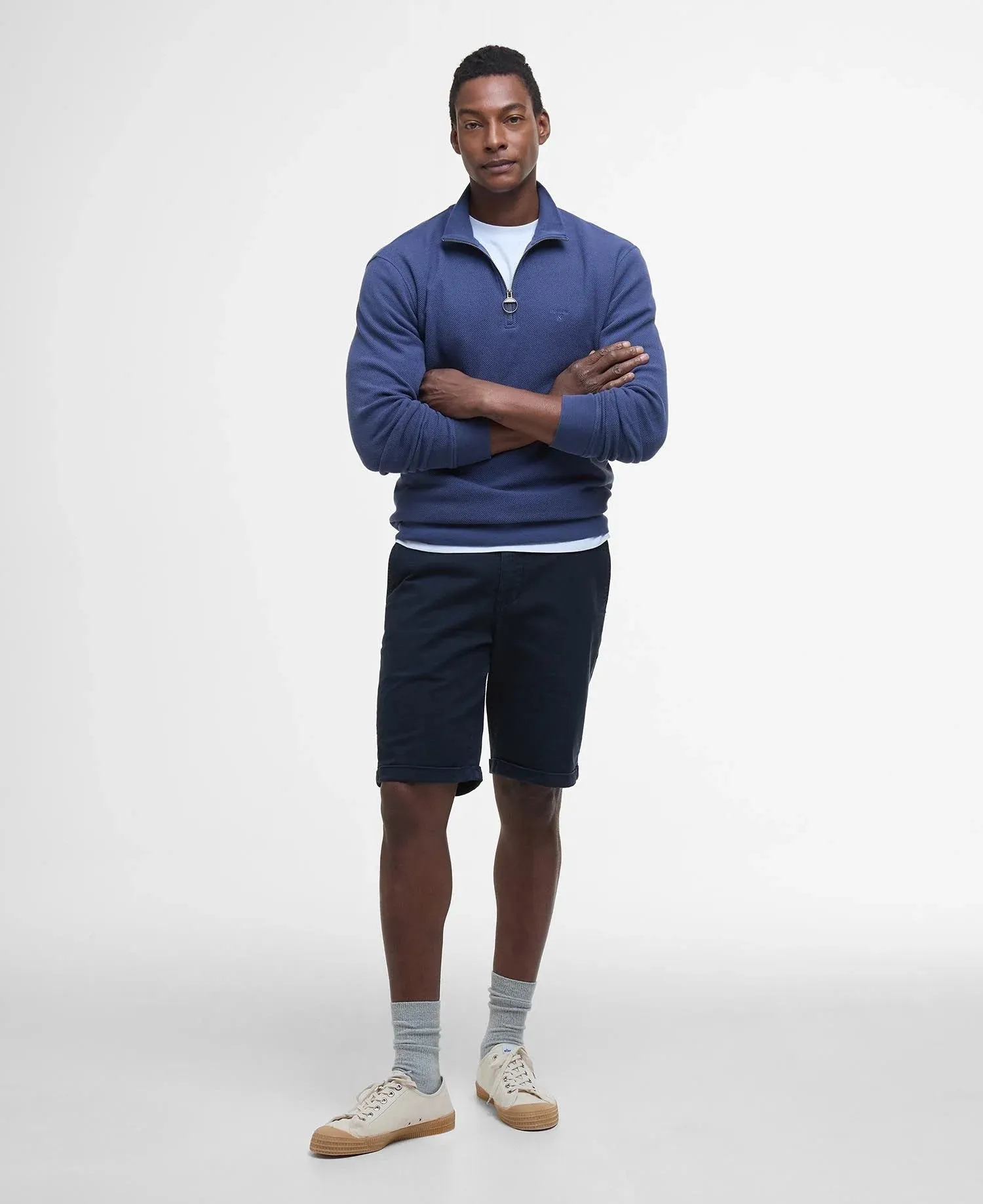 Barbour Mens Pique Half zip - Oceana blue