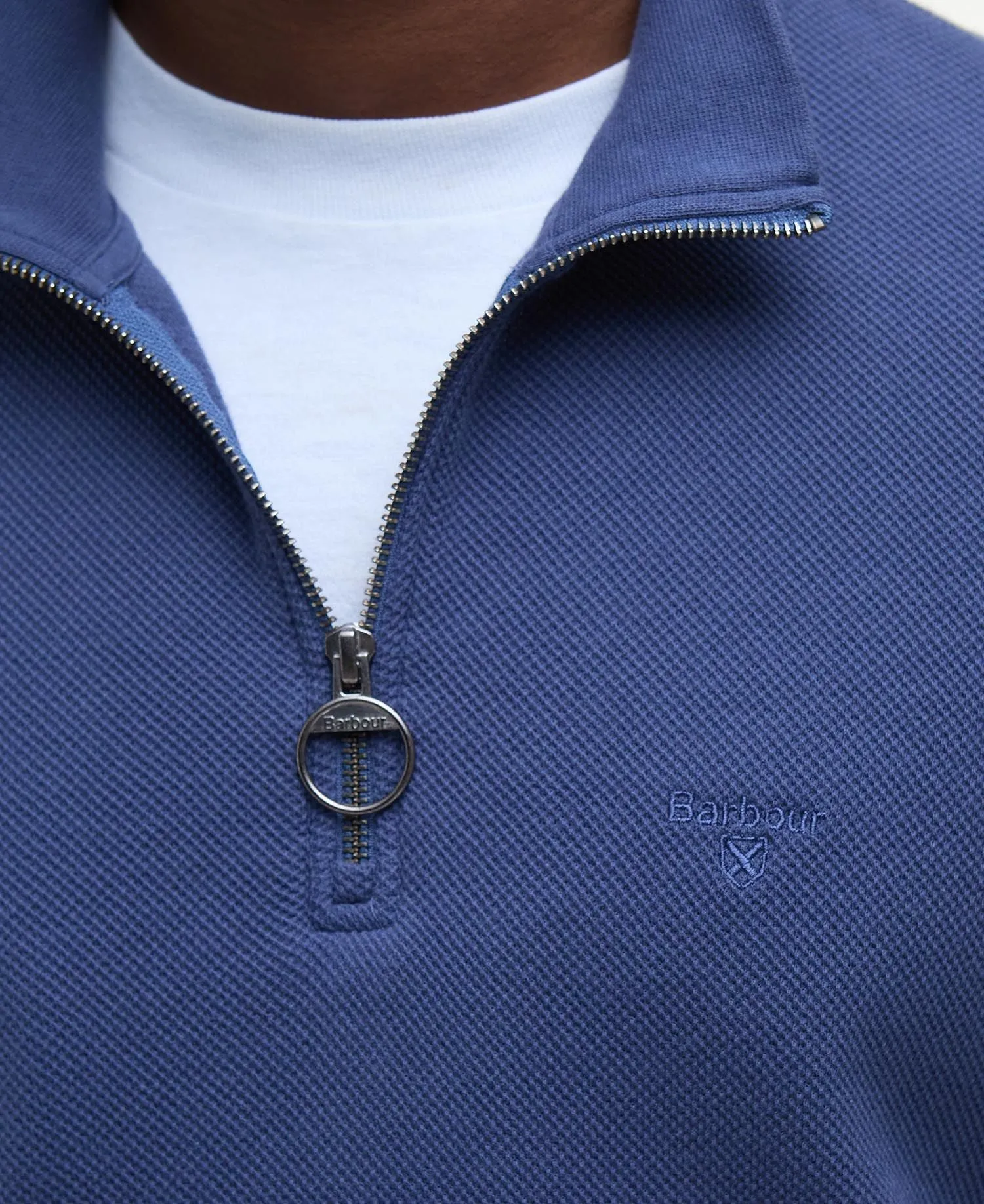 Barbour Mens Pique Half zip - Oceana blue
