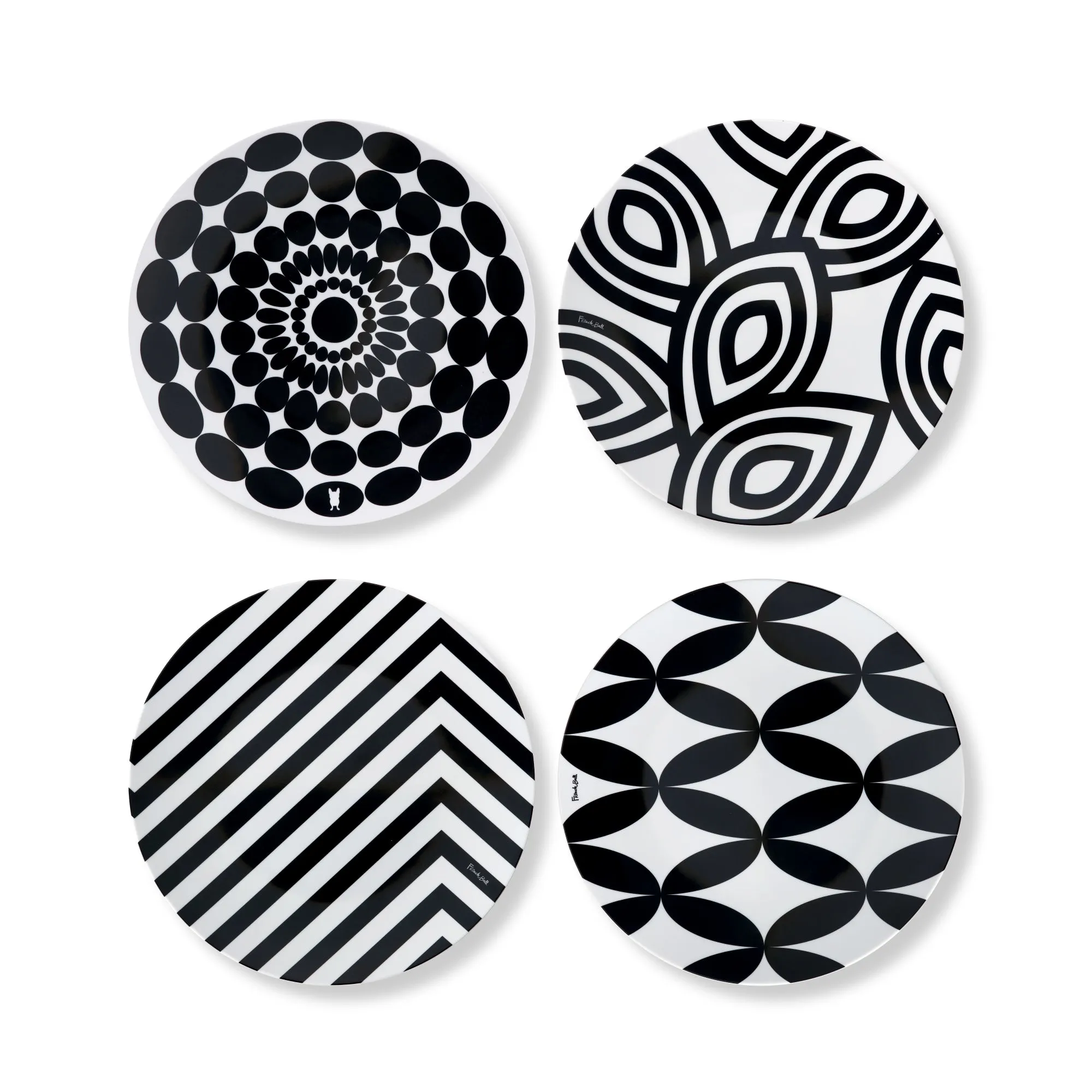 Black & White Salad Plates (Set of 4)