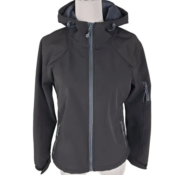 Black Diamond Softshell Jacket Hood Lined Fitted Fleece Unisex S, Like New