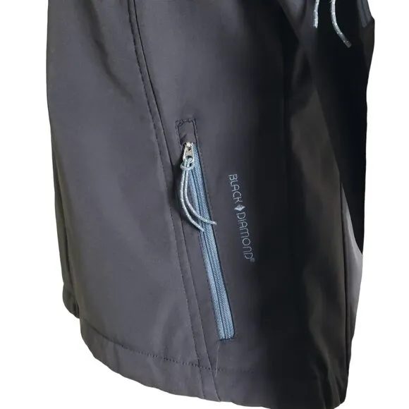 Black Diamond Softshell Jacket Hood Lined Fitted Fleece Unisex S, Like New