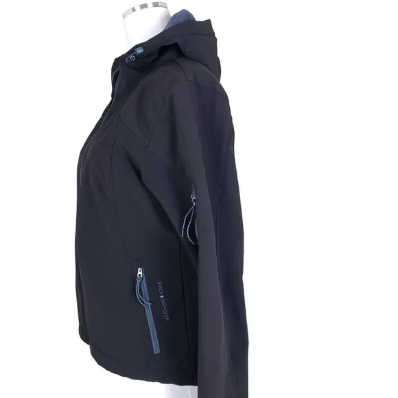 Black Diamond Softshell Jacket Hood Lined Fitted Fleece Unisex S, Like New