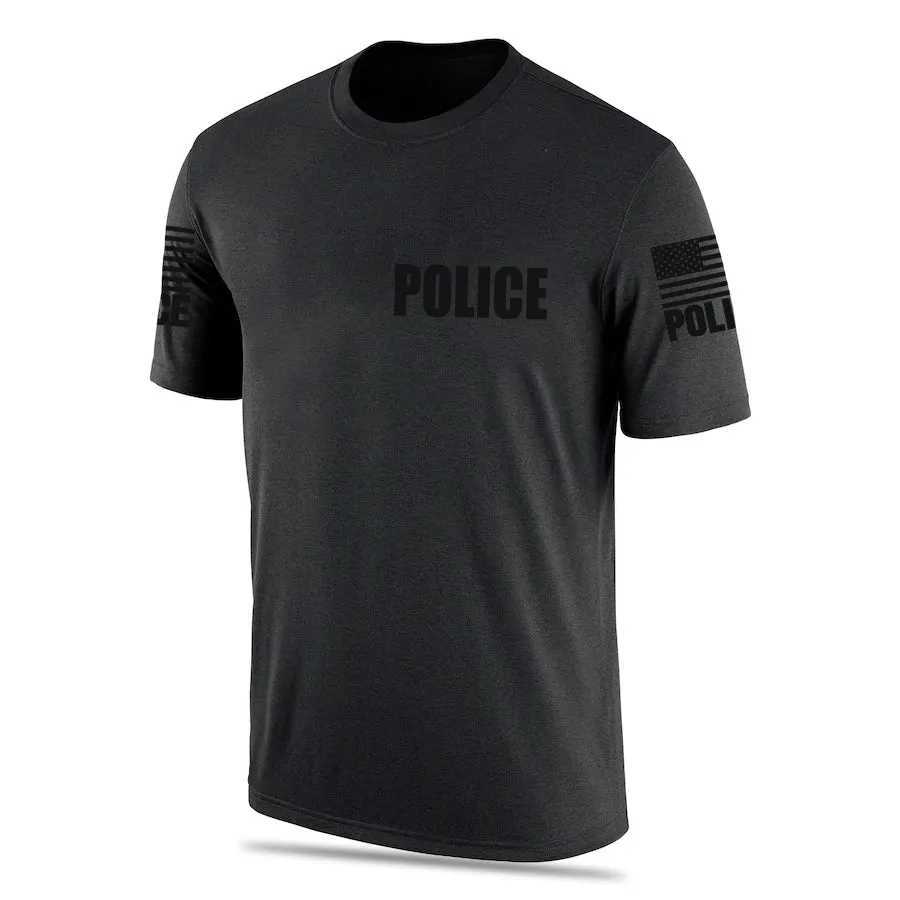 Black Police Men's Shirt - Short Sleeve (Black)