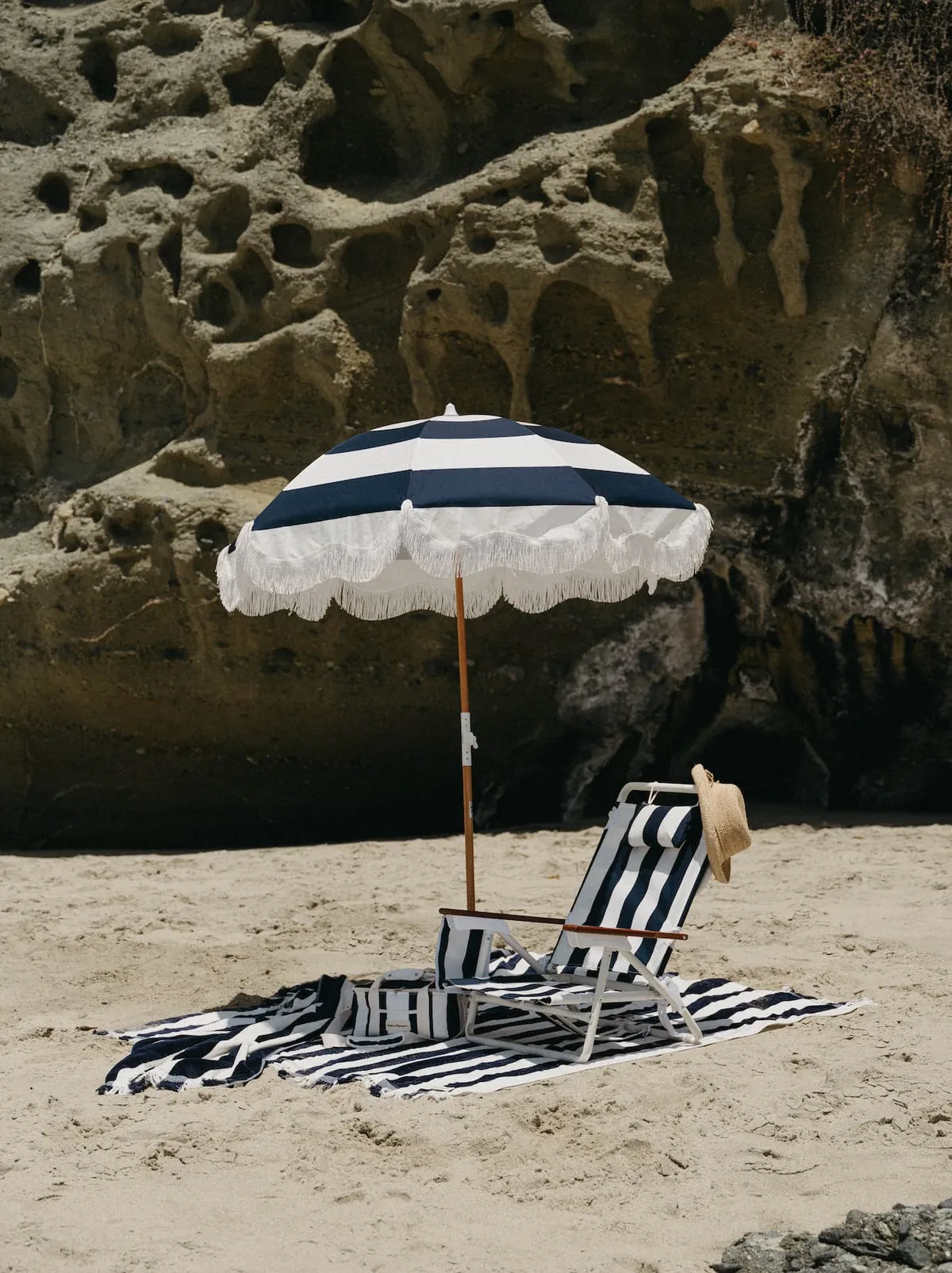 Business & Pleasure - Holiday Beach Umbrella - Navy Capri Stripe