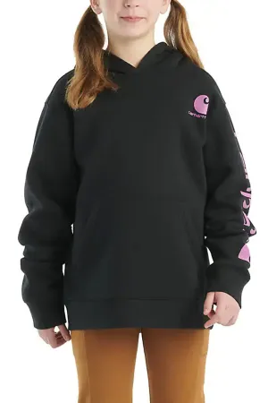 Carhartt Kids Graphic Hooded Sweatshirt for Girls in Black | CA7057-K01-XC2-BLK