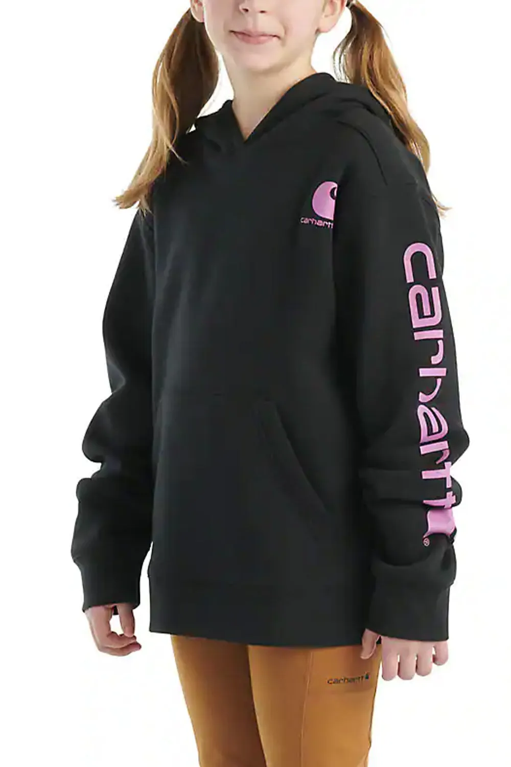 Carhartt Kids Graphic Hooded Sweatshirt for Girls in Black | CA7057-K01-XC2-BLK