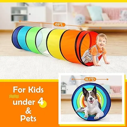 Children’s Indoor Outdoor Colourful Pop-Up Play Tunnel | Den | Garden Play Equipment