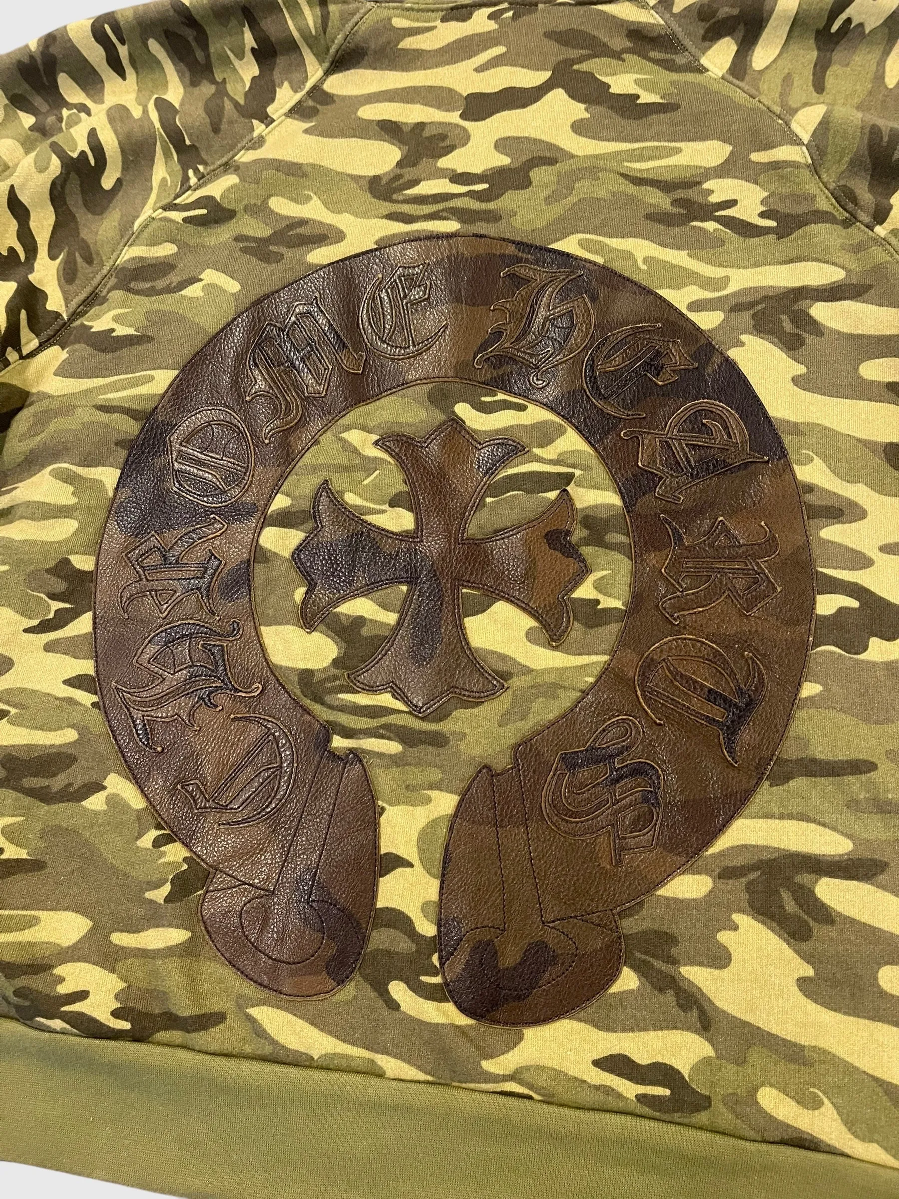 Chrome Hearts Vintage Camo Cross Patch Zip-Up Hoodie
