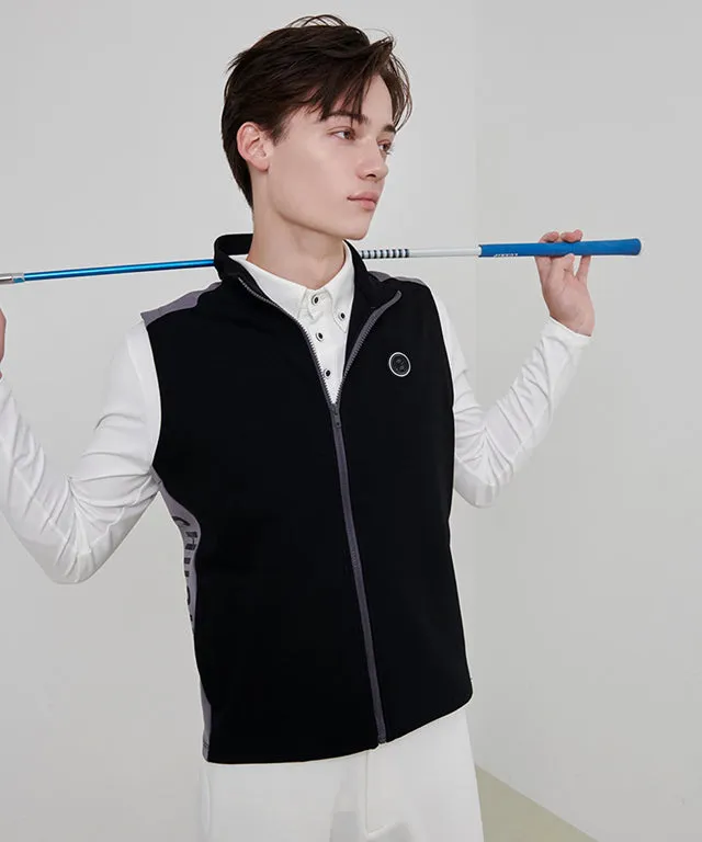 CHUCUCHU Men's Color Block Zip-Up Vest - Black