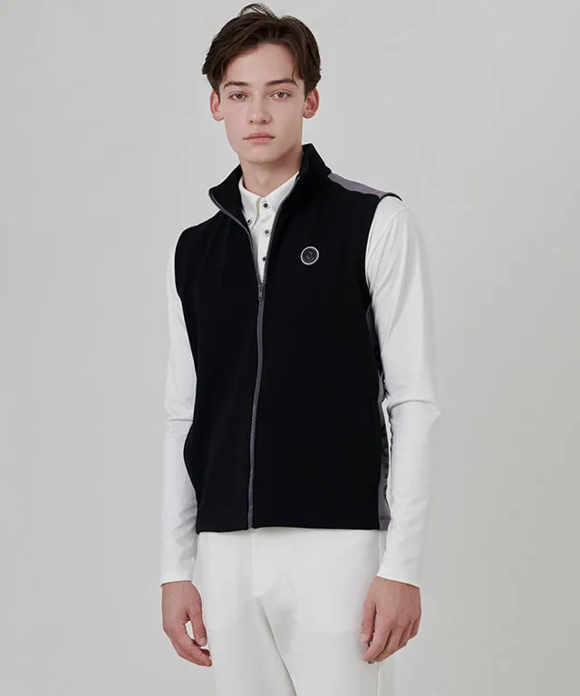 CHUCUCHU Men's Color Block Zip-Up Vest - Black