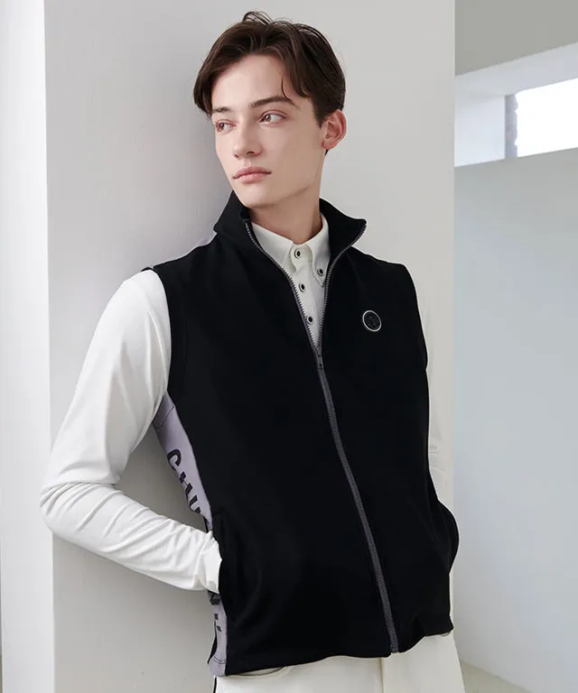 CHUCUCHU Men's Color Block Zip-Up Vest - Black
