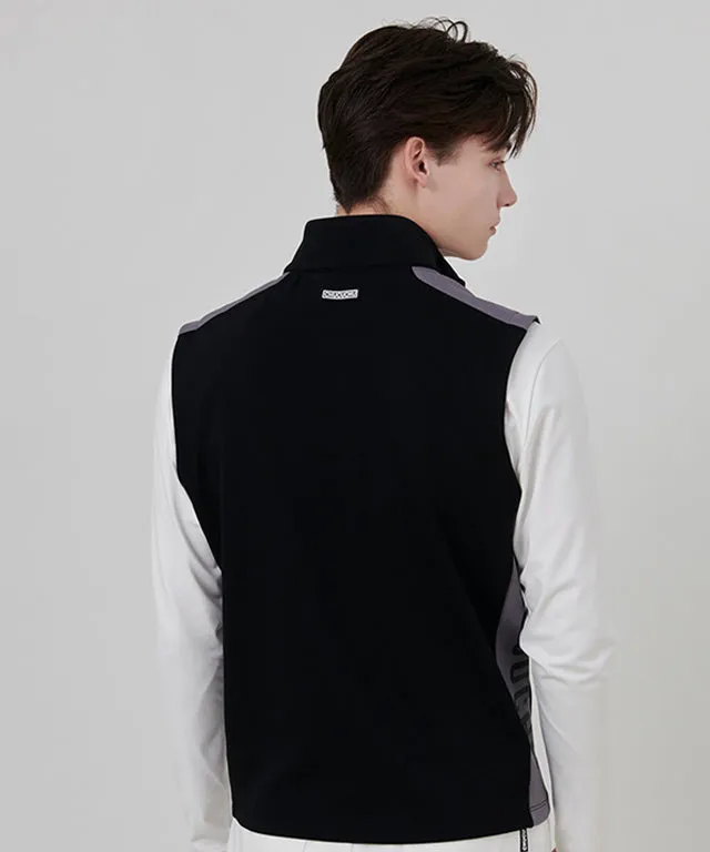 CHUCUCHU Men's Color Block Zip-Up Vest - Black