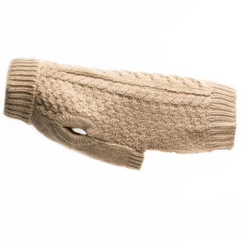 Chunky Knit Beige Dog Jumper