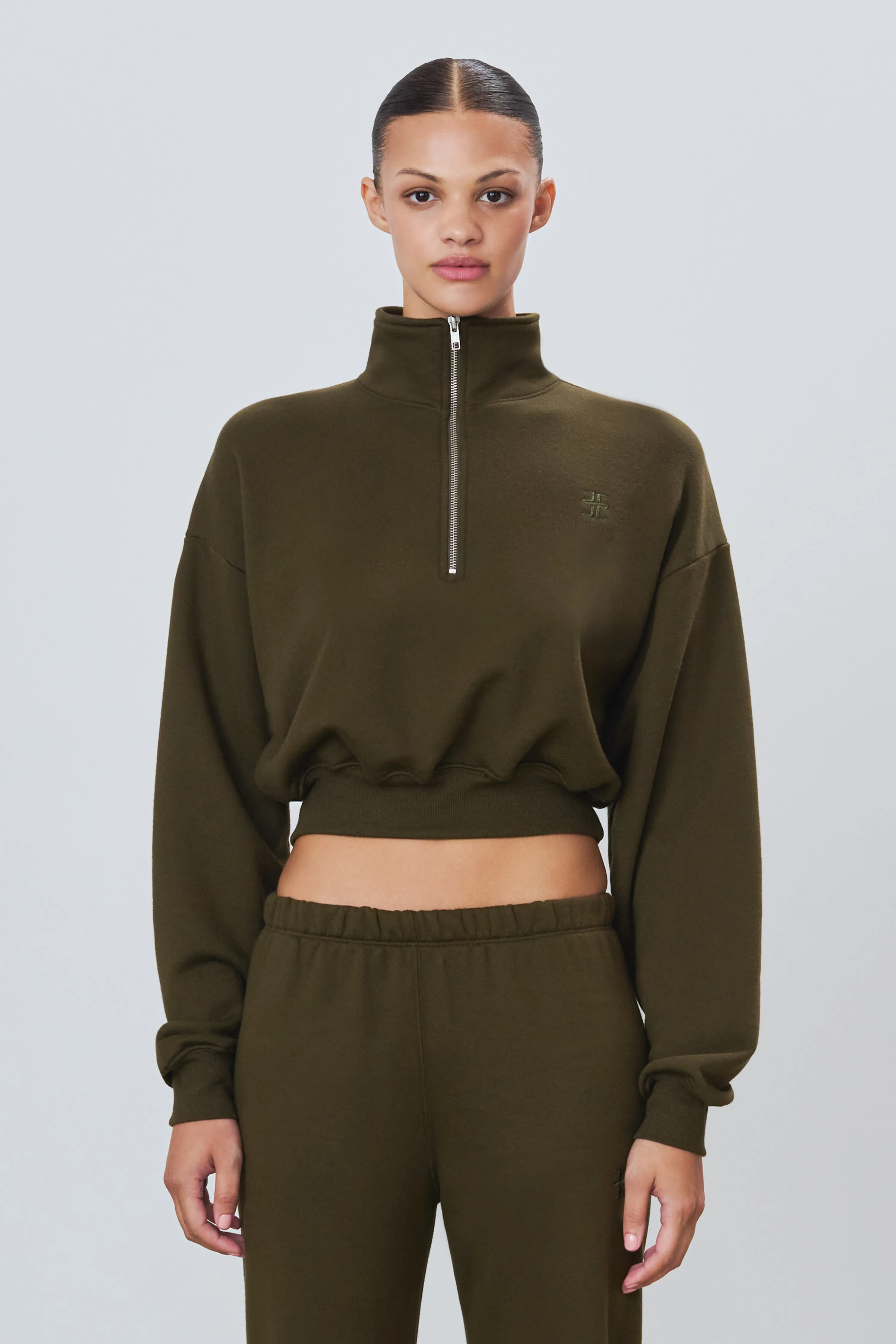 Cropped Half-Zip Sweatshirt
