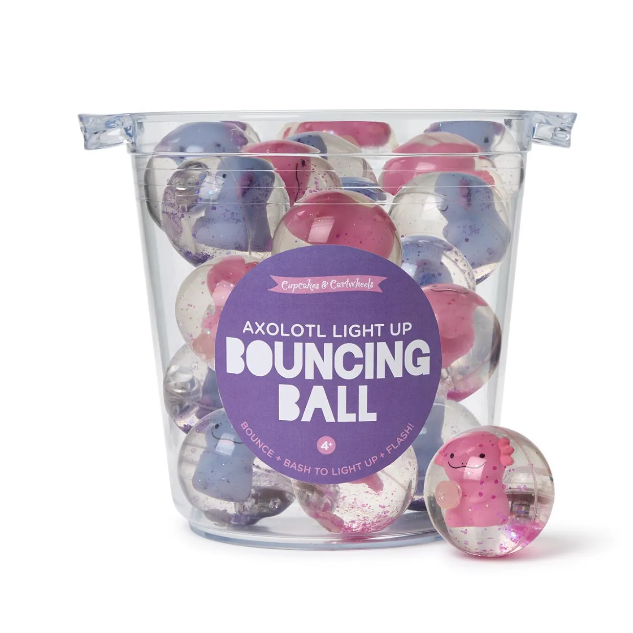Cupcakes & Cartwheels Axolotl Light Up LED Bouncing Ball