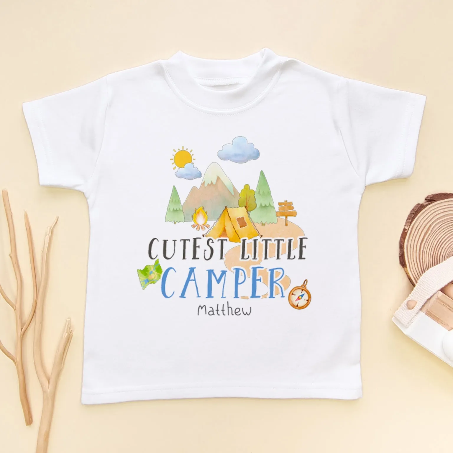 Cutest Little Camper Personalised Name Toddler & Kids T Shirt